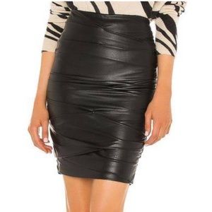 Ruched Faux Leather Skirt